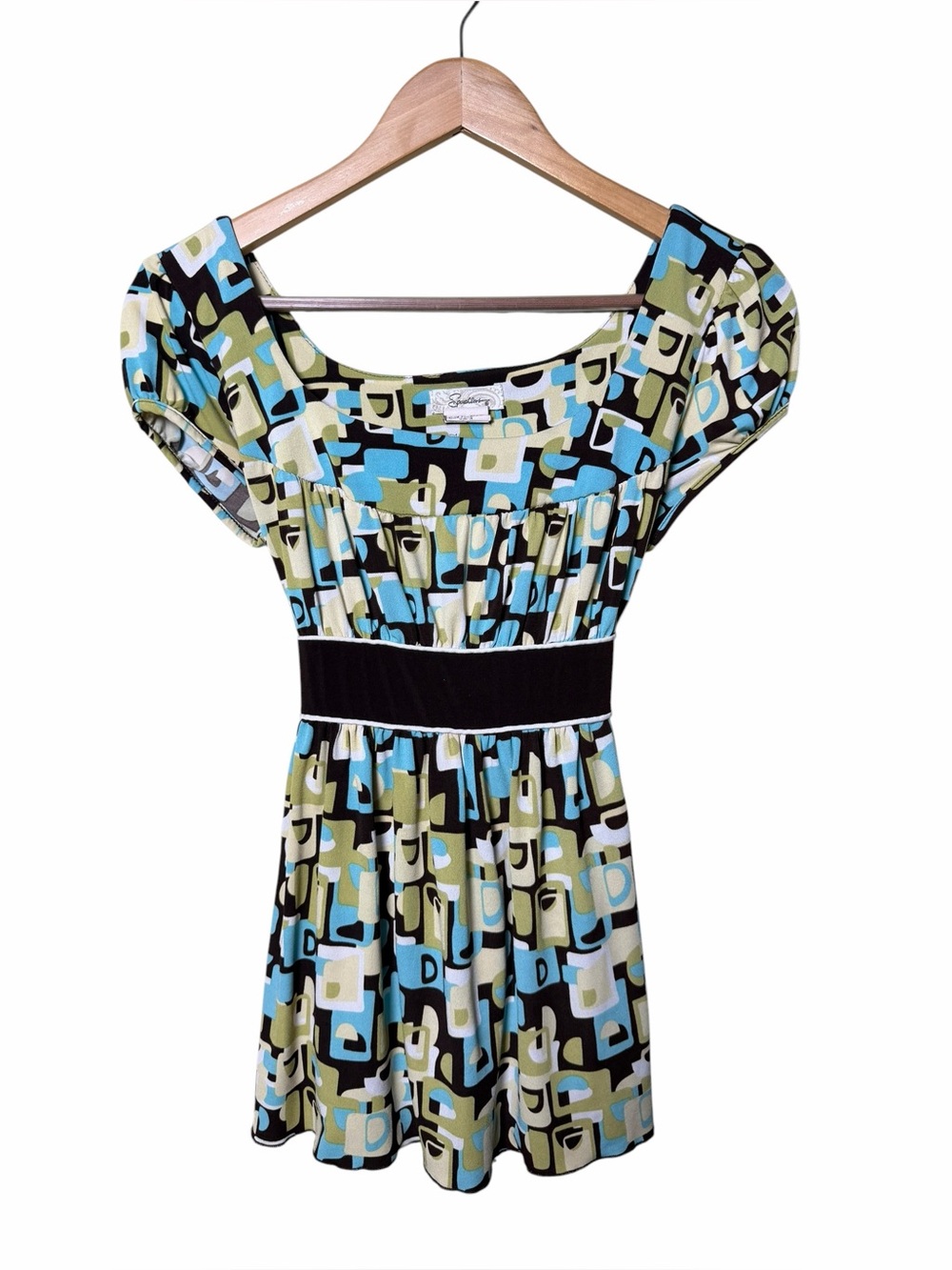 Speechless Y2K Abstract Geometric Tie Back Tunic Top Medium
